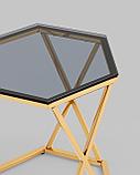 Журнальный стол Stool Group Круз 48*42 стекло smoke каркас закаленная сталь золото, фото 7