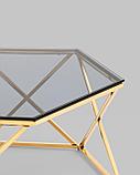 Журнальный стол Stool Group Круз 93*80 стекло smoke каркас нержавеющая сталь золото, фото 7
