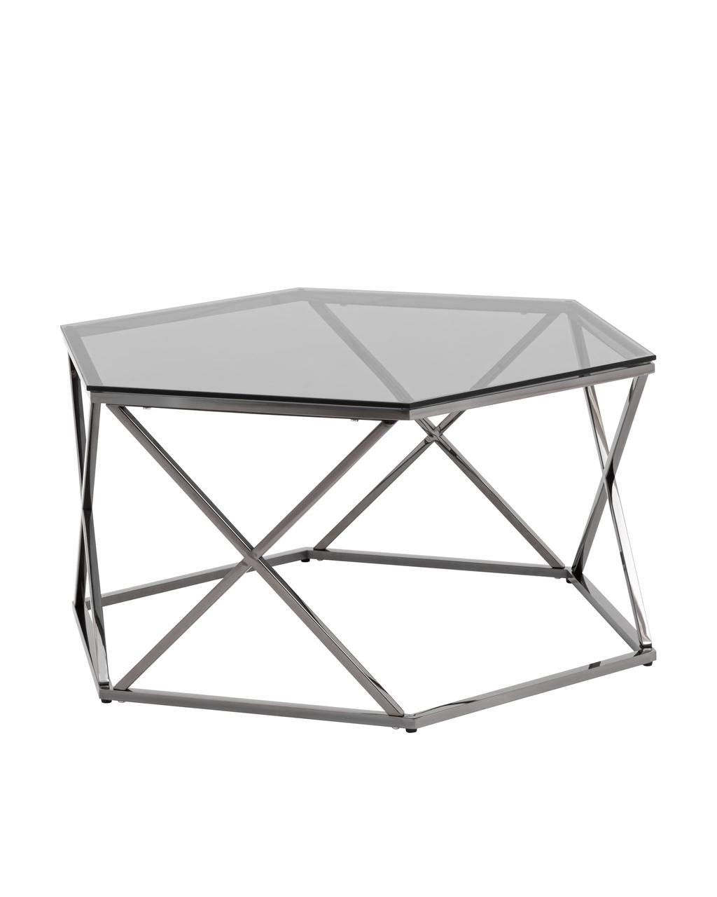Журнальный стол Stool Group Круз 93*80 стекло smoke каркас нержавеющая сталь темный хром