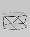 Журнальный стол Stool Group Круз 93*80 стекло smoke каркас нержавеющая сталь темный хром, фото 2