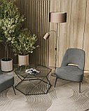 Журнальный стол Stool Group Круз 93*80 стекло smoke каркас нержавеющая сталь темный хром, фото 3
