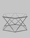 Журнальный стол Stool Group Круз 93*80 стекло smoke каркас нержавеющая сталь темный хром, фото 5