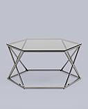 Журнальный стол Stool Group Круз 93*80 стекло smoke каркас нержавеющая сталь темный хром, фото 6