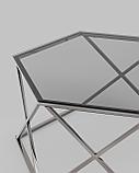 Журнальный стол Stool Group Круз 93*80 стекло smoke каркас нержавеющая сталь темный хром, фото 7