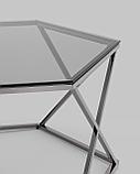 Журнальный стол Stool Group Круз 93*80 стекло smoke каркас нержавеющая сталь темный хром, фото 8