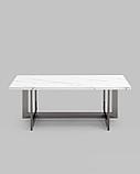 Журнальный стол Stool Group столик Нэйтан 122*61 белый мрамор каркас нержавеющая сталь темный хром, фото 5