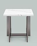 Журнальный стол Stool Group столик Нэйтан 122*61 белый мрамор каркас нержавеющая сталь темный хром, фото 6