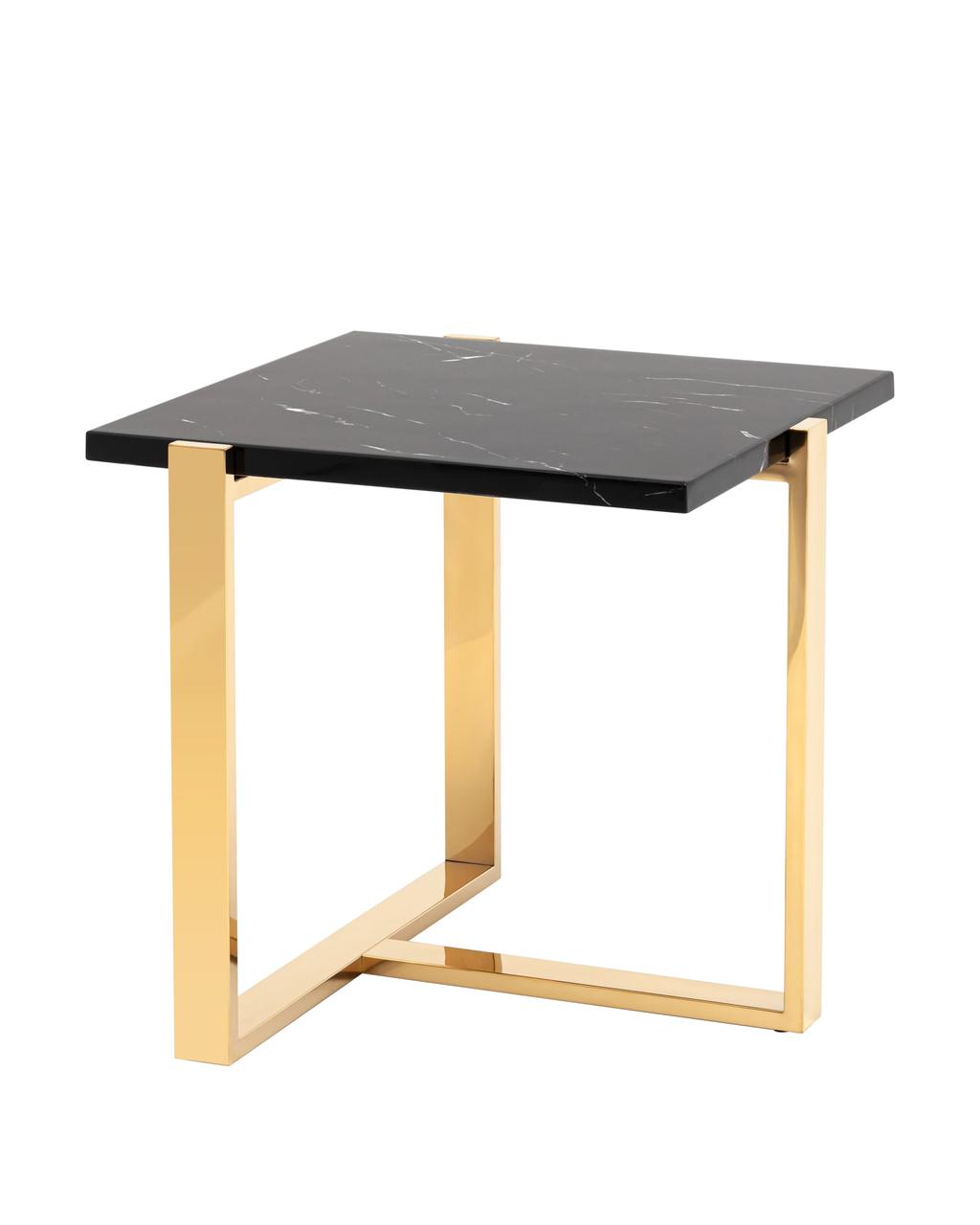 Журнальный стол Stool Group столик Тоби 61*61 черный мрамор каркас нержавеющая сталь золото