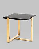 Журнальный стол Stool Group столик Тоби 61*61 черный мрамор каркас нержавеющая сталь золото, фото 2