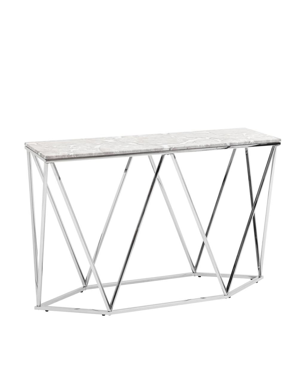 Консоль Stool Group Авалон 122*41 серый мрамор каркас нержавеющая сталь серебро