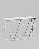 Консоль Stool Group Авалон 122*41 серый мрамор каркас нержавеющая сталь серебро, фото 2