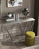 Консоль Stool Group Авалон 122*41 серый мрамор каркас нержавеющая сталь серебро, фото 3