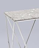 Консоль Stool Group Авалон 122*41 серый мрамор каркас нержавеющая сталь серебро, фото 6