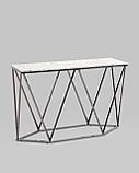 Консоль Stool Group Авалон 122*41 серый мрамор каркас нержавеющая сталь темный хром, фото 2