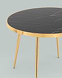 Стол Stool Group Гелиос 100х100, стекло черный мрамор, ножки сталь золото, фото 6