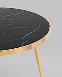 Стол Stool Group Гелиос 100х100, стекло черный мрамор, ножки сталь золото, фото 7