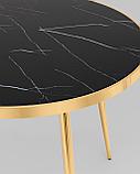 Стол Stool Group Гелиос 100х100, стекло черный мрамор, ножки сталь золото, фото 8