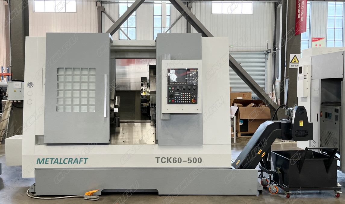 Горизонтальный токарный станок MetalCraft с ЧПУ TCK60-500 с датчиком Renishaw HPMA, с люнетом