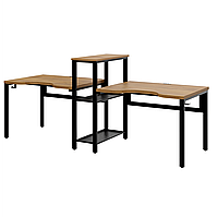 Офисный стол Millwood Сплит с вырезом 2-хместный 254.6x80х110.8 (дуб золотой Craft/металл черный)