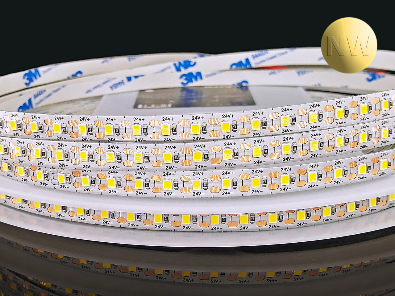 Светодиодная лента SMD 2835 120led 12W 24V IP33 длина 30 метров белый нейтральный