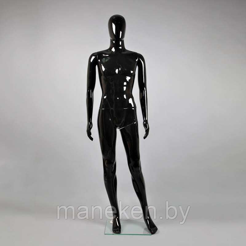 Манекен мужской ростовой без лица, черный глянец MAM-2(черн гл)