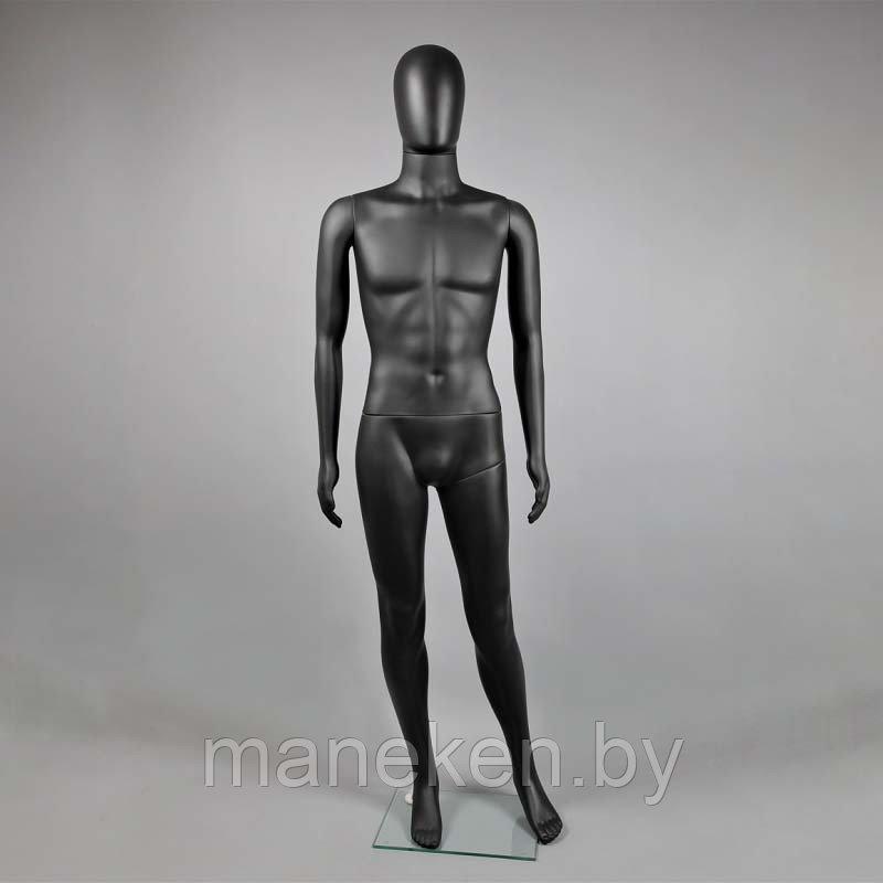 Манекен мужской ростовой без лица, черный матовый MAM-2(черн мат)