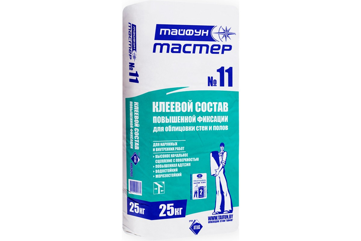 "Тайфун Мастер" №11 Клеевой состав повыш. фиксации для нар. и вн. работ меш. 25 кг