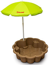 Детская песочница бассейн Doloni Цветок с зонтиком 01235/03eco Коричневый