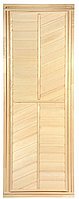 Дверь для бани Банные штучки глухая, горизонтально-диагональная 1,9х0,7 м, липа Класс А, коробка из сосны