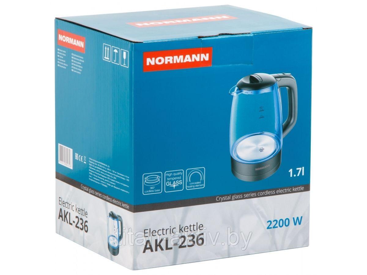 Чайник электрический AKL-236 NORMANN (2200 Вт, 1,7 л, стекло, подсветка)