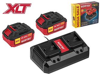 Набор аккумулятор 2х4 А*ч и зарядное устройство 2х2 А WORTEX ALL1 в кор. МЕГА АКЦИЯ (18.0 В, 2x4.0 А