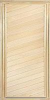 Дверь для бани Банные штучки глухая, диагональная, Класс А, короб из сосны, с ручками и петлями 1,9х0,7 м
