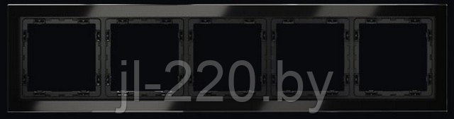 Рамка стеклянная VOLTUM S70 на 5 постов, черная, матовая, стекло