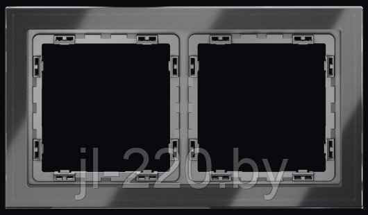 Рамка стеклянная VOLTUM S70 на 2 поста, графит, стекло