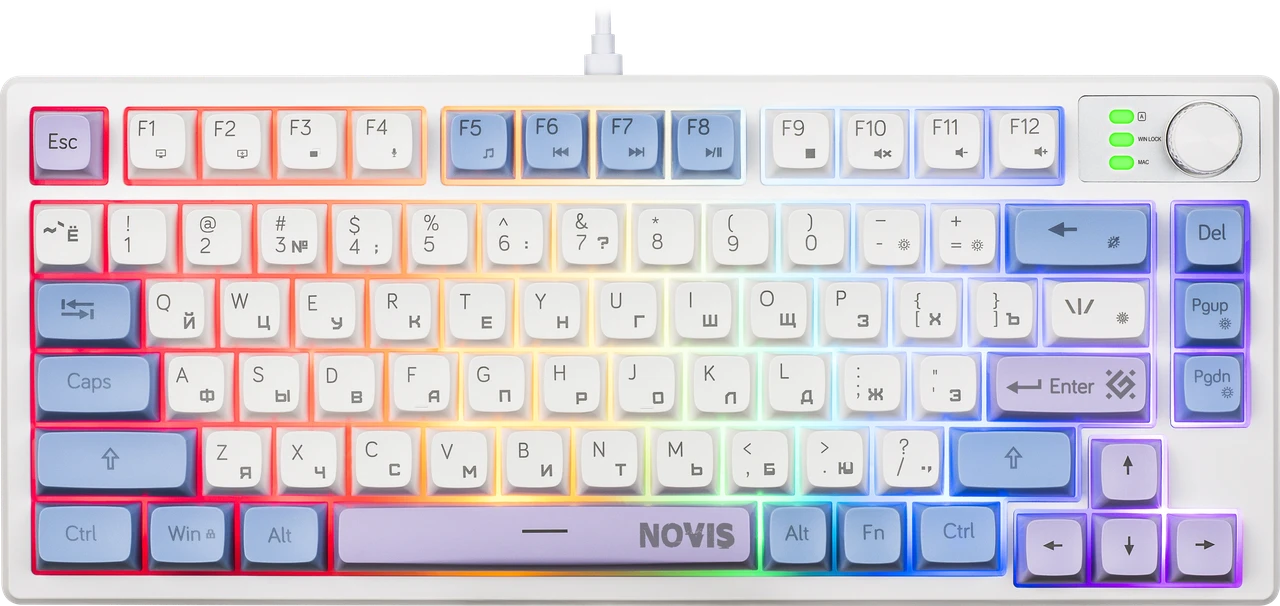Проводная клавиатура Defender Novis GK-318, мембранная, Rainbow подсветка, 80 клавиш