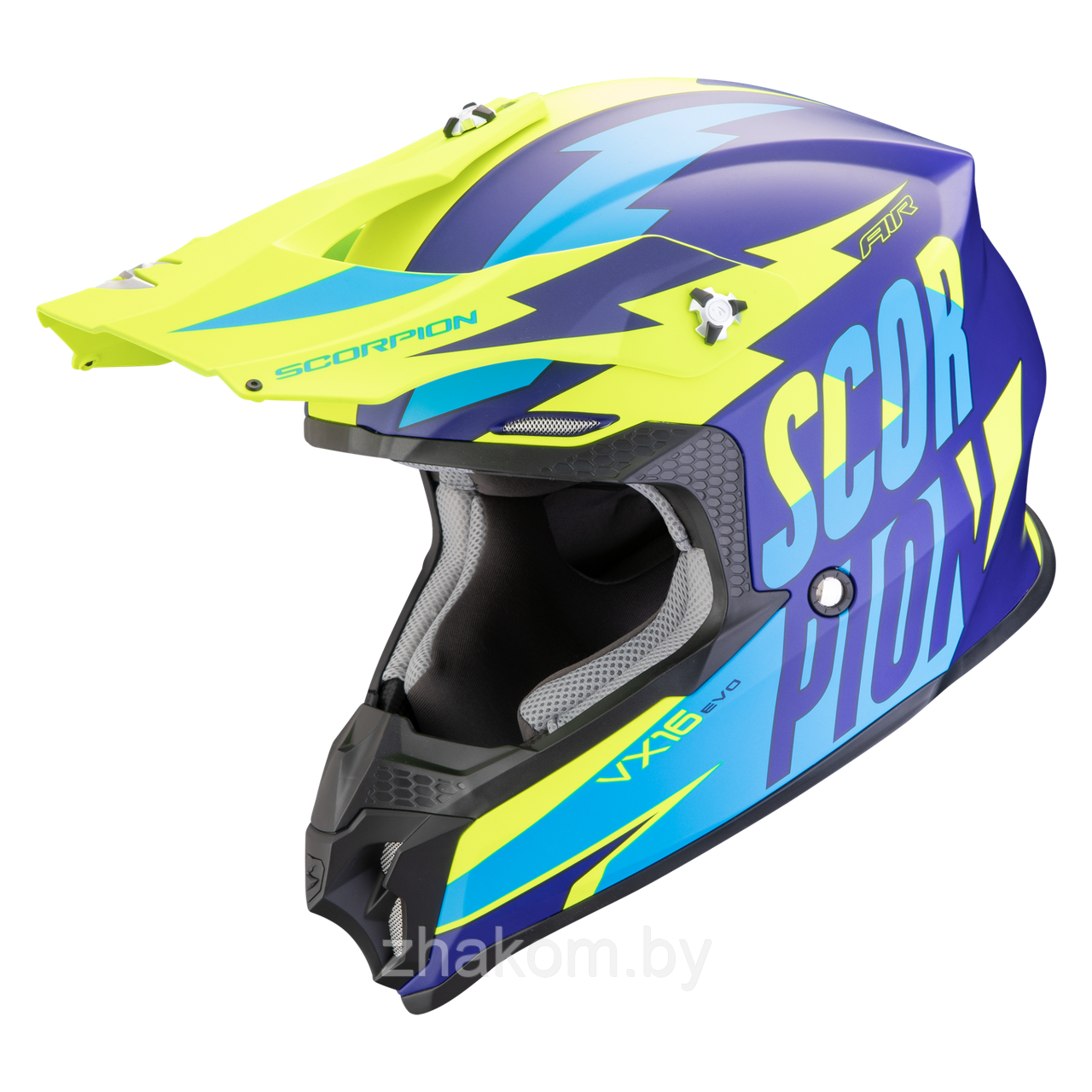 Шлем SCORPION VX-16 EVO AIR Slanter Matt Blue-Neon yellow L