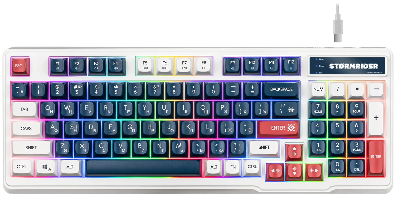 Проводная клавиатура Defender Stormrider GK-425, мембранная, Rainbow подсветка, 94 клавиши