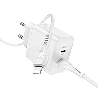 Сетевое зарядное устройство Hoco N35 (PD45W 2Type-C+C to iP) цвет: белый