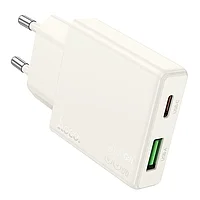 Сетевое зарядное устройство Hoco N45 PD30W+кабель) цвет: лунный белый