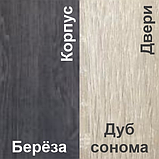 Шкаф-купе СЕНАТОР ШК12 , геометрия (гл.650ММ.) (2,05М), ДСП+Зеркало+ДСП, Берёза / Дуб сонома Кортекс-Мебель, фото 4