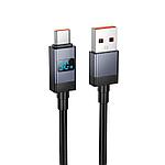 Кабель Type-C HOCO X118 1м, 5A 90W дисплей черный