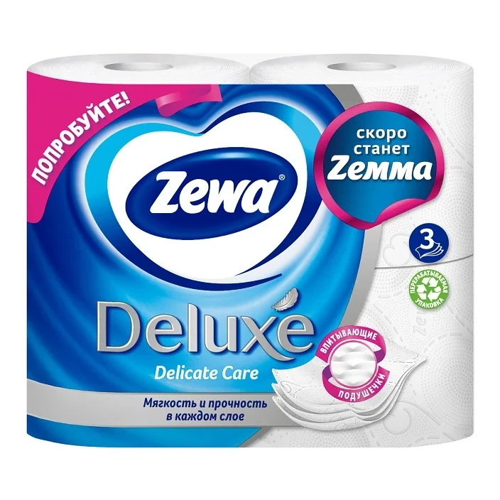Бумага туалетная Zewa Deluxe белая pure wite 4 шт