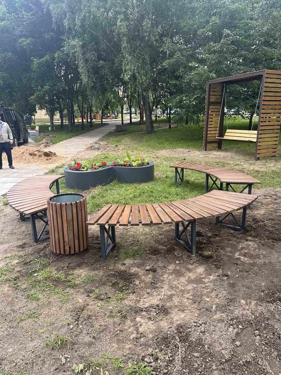 Скамейка полукруглая парковая №27