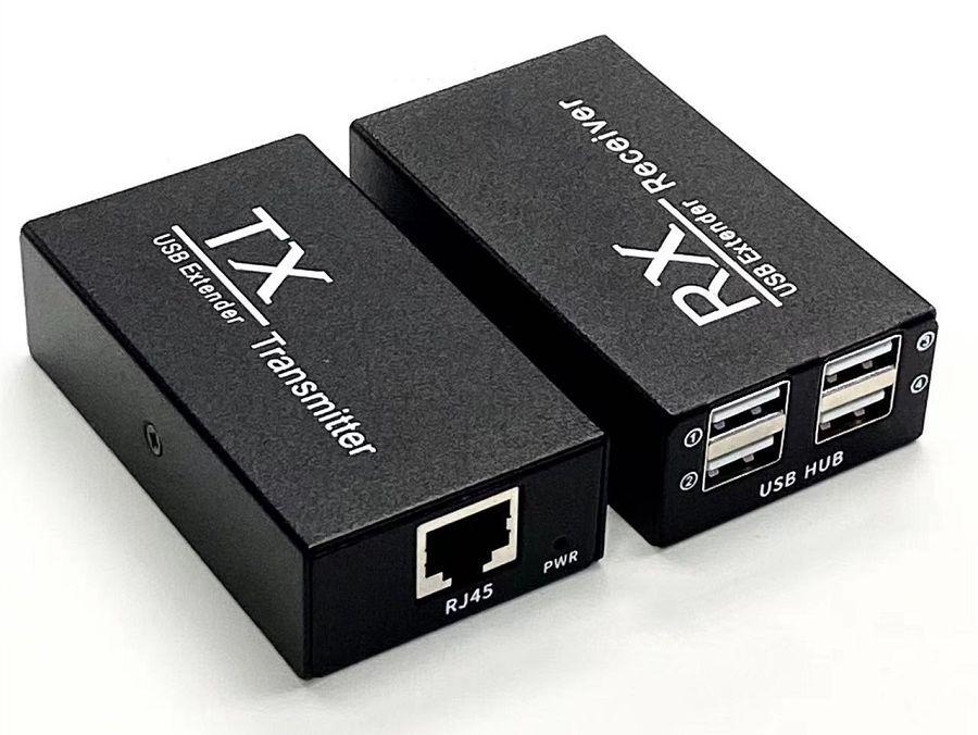 Адаптер - USB удлинитель по сетевому кабелю RJ45 до 200 метров для клавиатуры, мышки, камеры, принтера,, фото 1