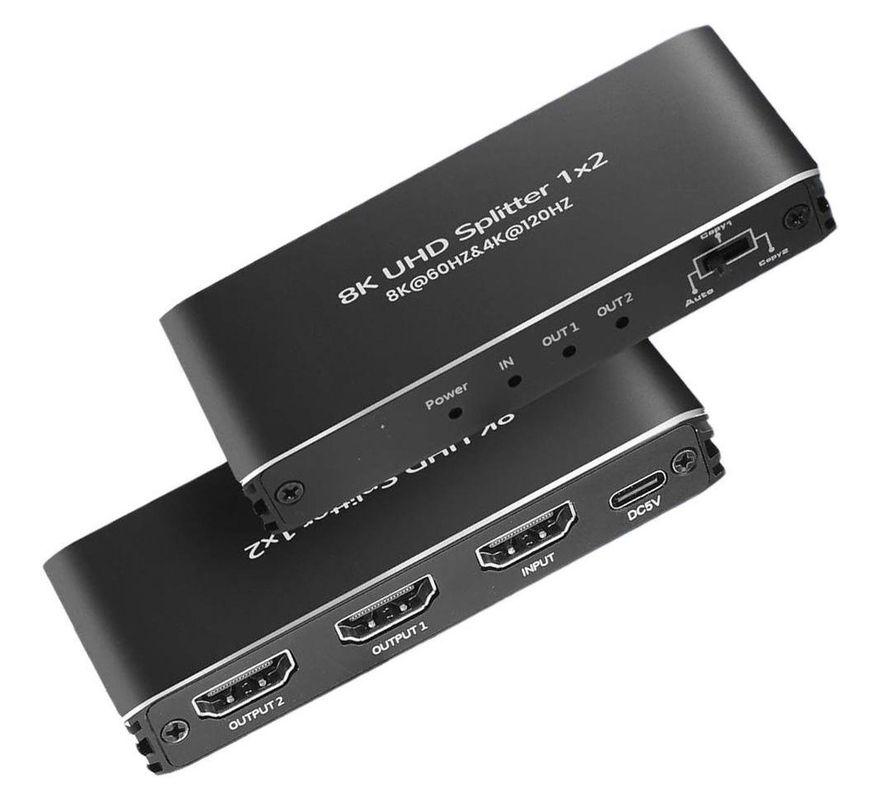 Cплиттер - разветвитель 1×2 HDMI UltraHD 8K 60Гц / 4K 120Гц, 48 Гбит/c, поддержка HDCP2.3 и Dolby Vision,
