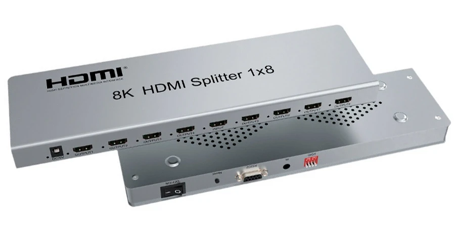 Cплиттер - разветвитель 1×8 HDMI UltraHD 8K 60Гц / 4K 120Гц, до 40 Гбит/c, поддержка HDCP2.3 / EDID / RS232