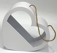 Коробка в виде сердца под цветы 25*22*10 см (19,5*10,5 см) Белый