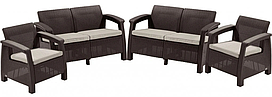 Комплект садовой мебели (два двухместный дивана, два кресла) Corfu II Rest set Brown + NW-Oat EE