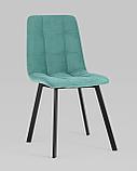 Стул Stool Group Oliver Square велюр мятный ножки квадратные из металла, фото 2