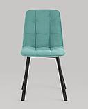 Стул Stool Group Oliver Square велюр мятный ножки квадратные из металла, фото 4